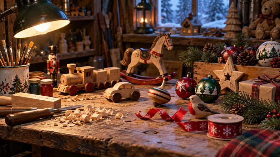 Santa's Workshop Table with Toys jigsaw puzzle preview