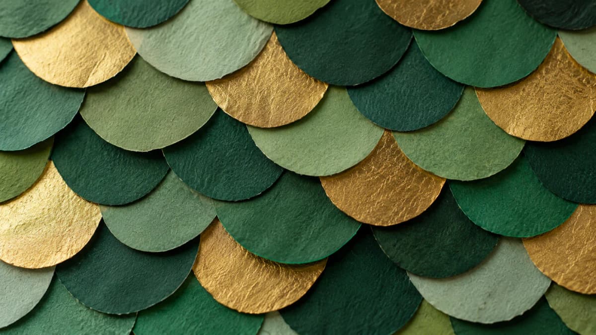 Scalloped Paper in Green and Gold jigsaw puzzle preview