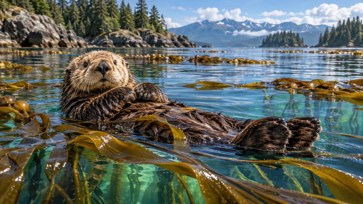 Sea Otter in a Kelp Channel jigsaw puzzle preview