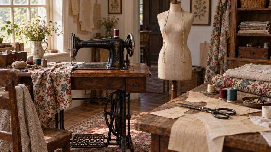 Sewing Machine beside a Dress Form jigsaw puzzle preview