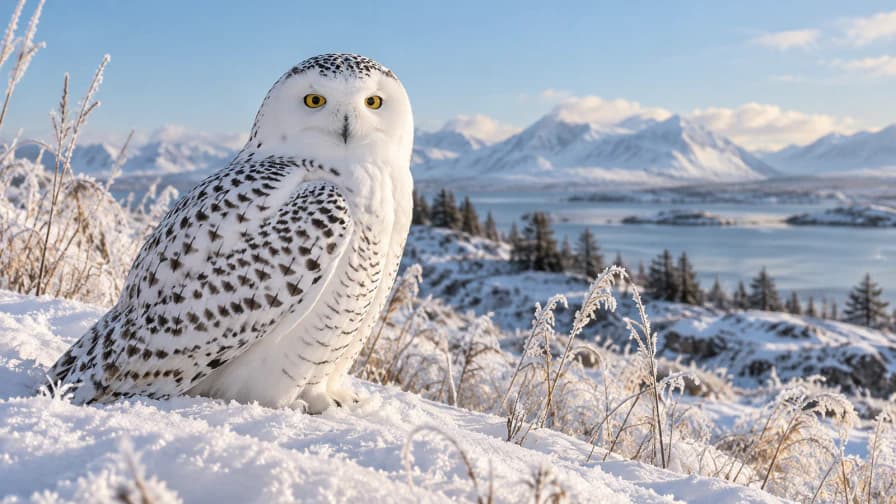Snowy Owl in a Winter Field jigsaw puzzle preview
