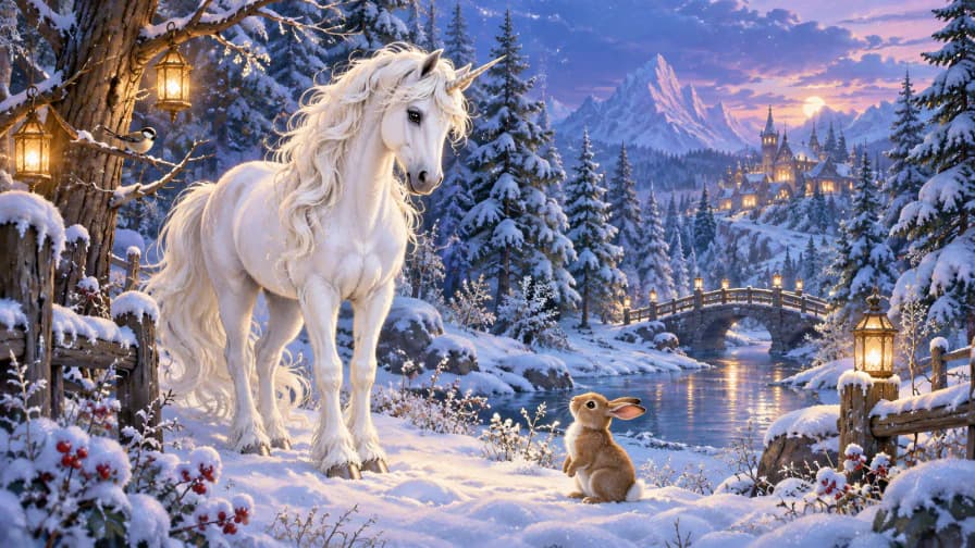 Snowy Unicorn jigsaw puzzle preview