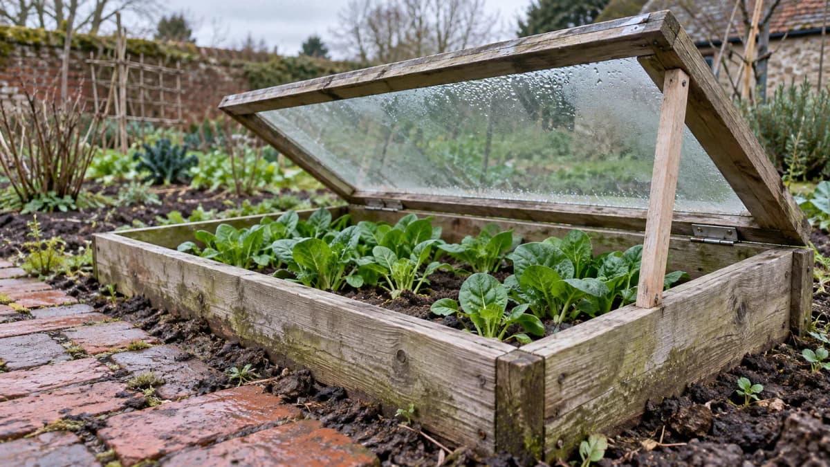 Spinach Growing inside a Wooden Cold Frame jigsaw puzzle preview