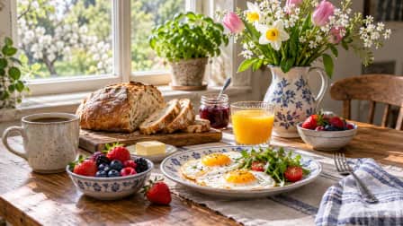 Spring Breakfast with Eggs and Flowers jigsaw puzzle