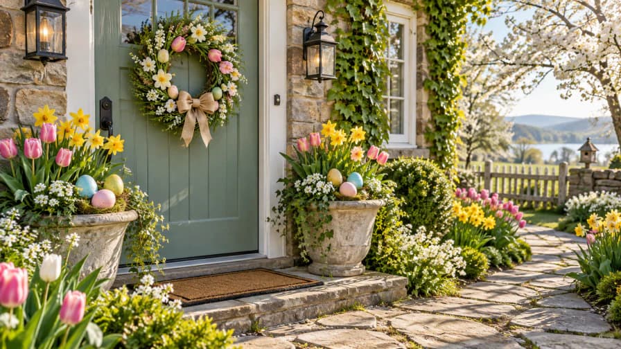 Spring Cottage Door with a Wreath jigsaw puzzle preview