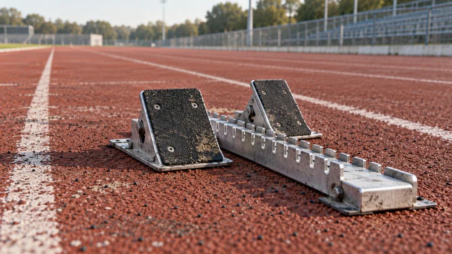 Starting Blocks on a Worn Running Track jigsaw puzzle