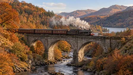 Steam Train through Autumn Hills jigsaw puzzle