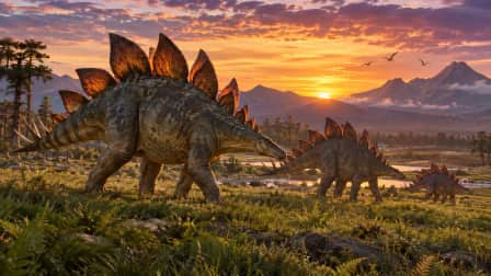 Stegosaurus Herd at Sunset jigsaw puzzle
