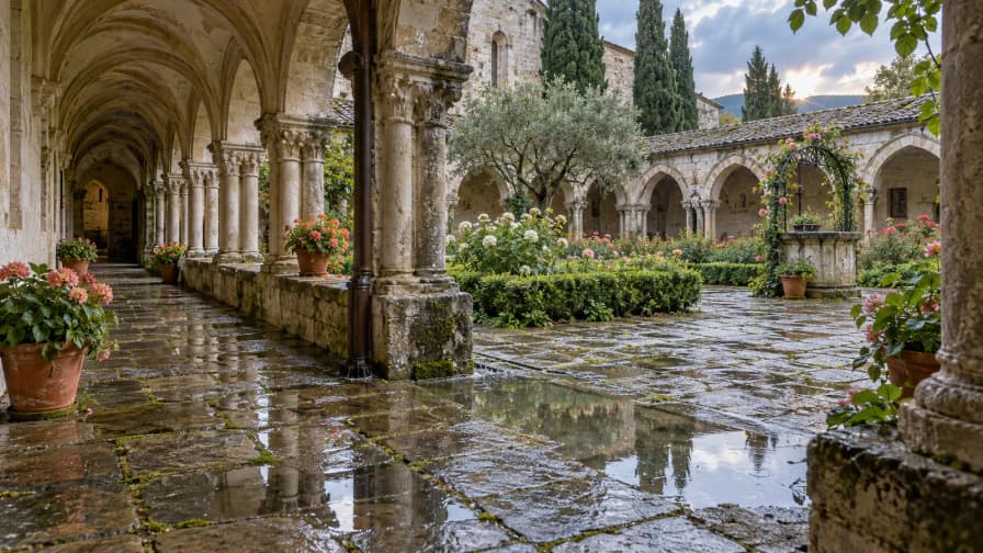Stone Cloister after Spring Rain jigsaw puzzle preview