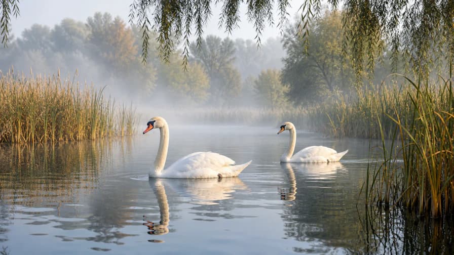 Swans on a Misty Pond jigsaw puzzle preview