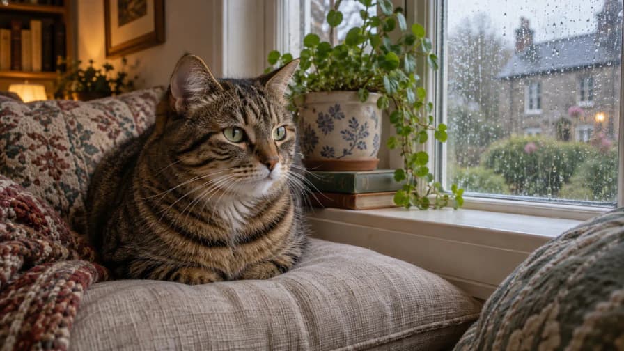 Tabby Cat on a Window Cushion jigsaw puzzle