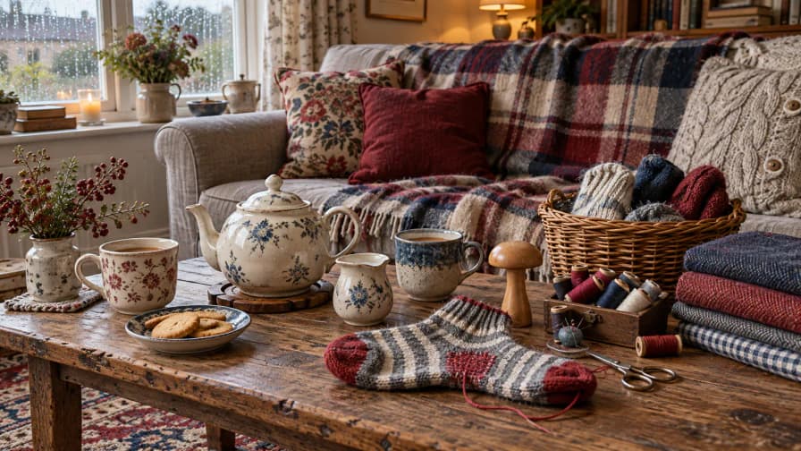 Tea and Mending on a Sofa jigsaw puzzle preview