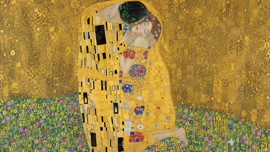 Inspired by The Kiss by Klimt jigsaw puzzle preview