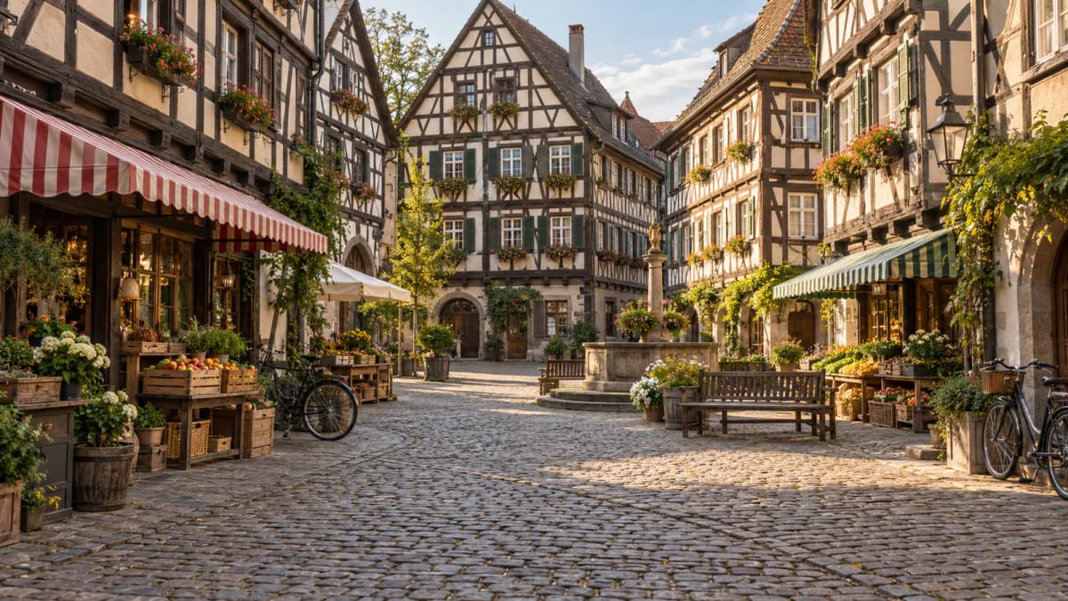 Timber Framing around a Market Square jigsaw puzzle preview