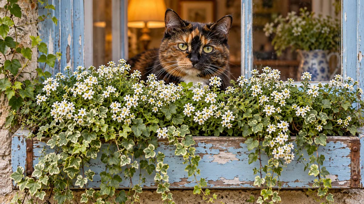 Tortoiseshell Cat in a Window Box jigsaw puzzle preview