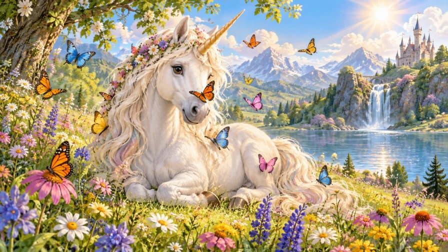 Unicorn and Butterflies jigsaw puzzle preview