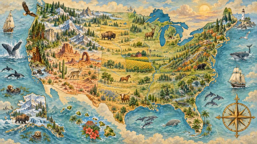 Vintage USA Map jigsaw puzzle preview