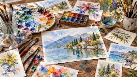 Watercolor Brushes beside a Mixing Palette jigsaw puzzle