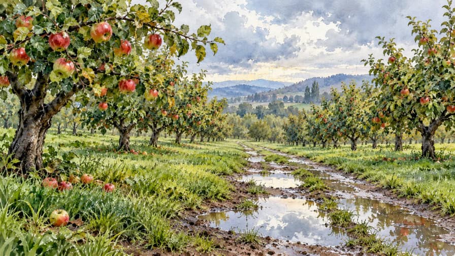 Watercolor Orchard after Rain jigsaw puzzle