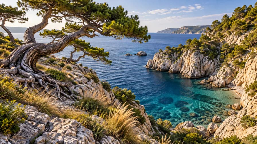 Wind-Bent Pines above a Cove jigsaw puzzle