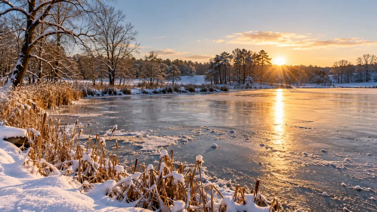Winter Sun on a Frozen Pond jigsaw puzzle preview