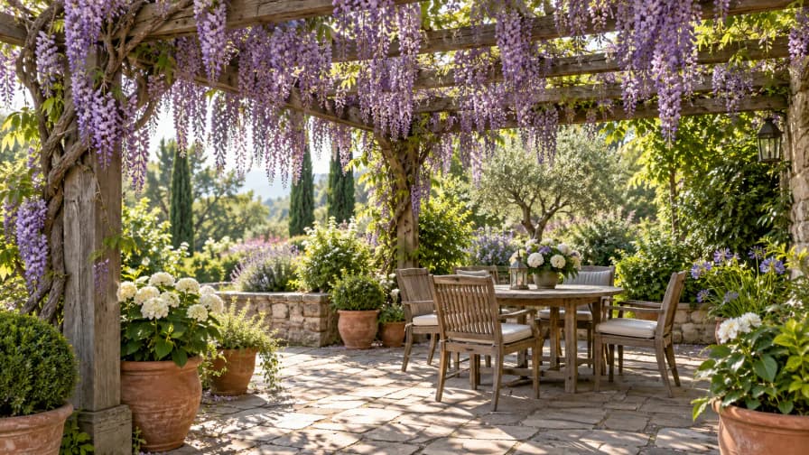 Wisteria over a Garden Pergola jigsaw puzzle preview