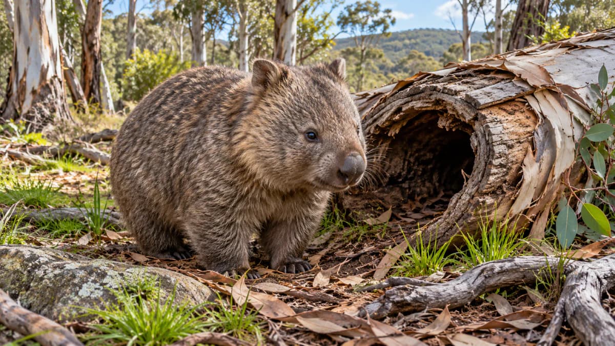 Wombat beside a Fallen Log jigsaw puzzle preview
