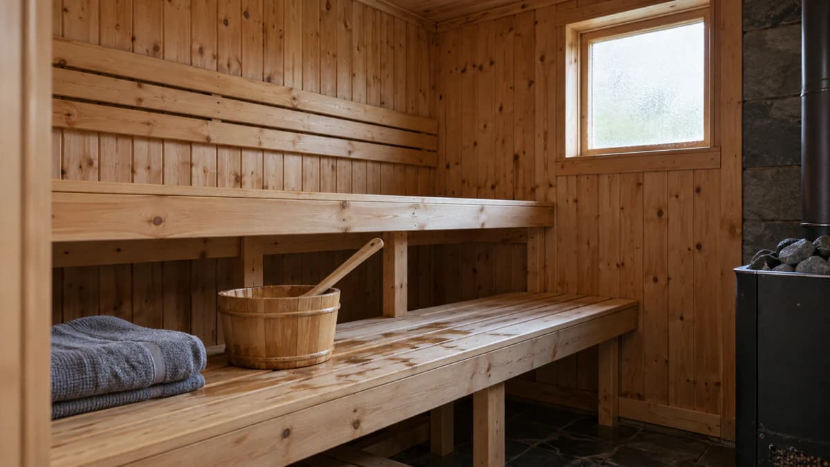 Wooden Sauna with a Bucket and Towel jigsaw puzzle preview