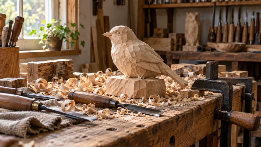 Wooden Sculpture in a Carving Studio jigsaw puzzle preview