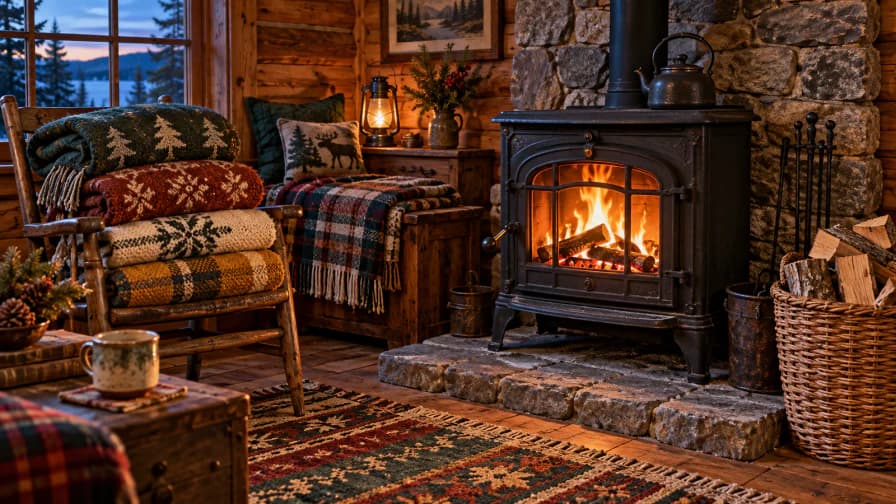 Wool Blankets by a Cast Iron Stove jigsaw puzzle preview