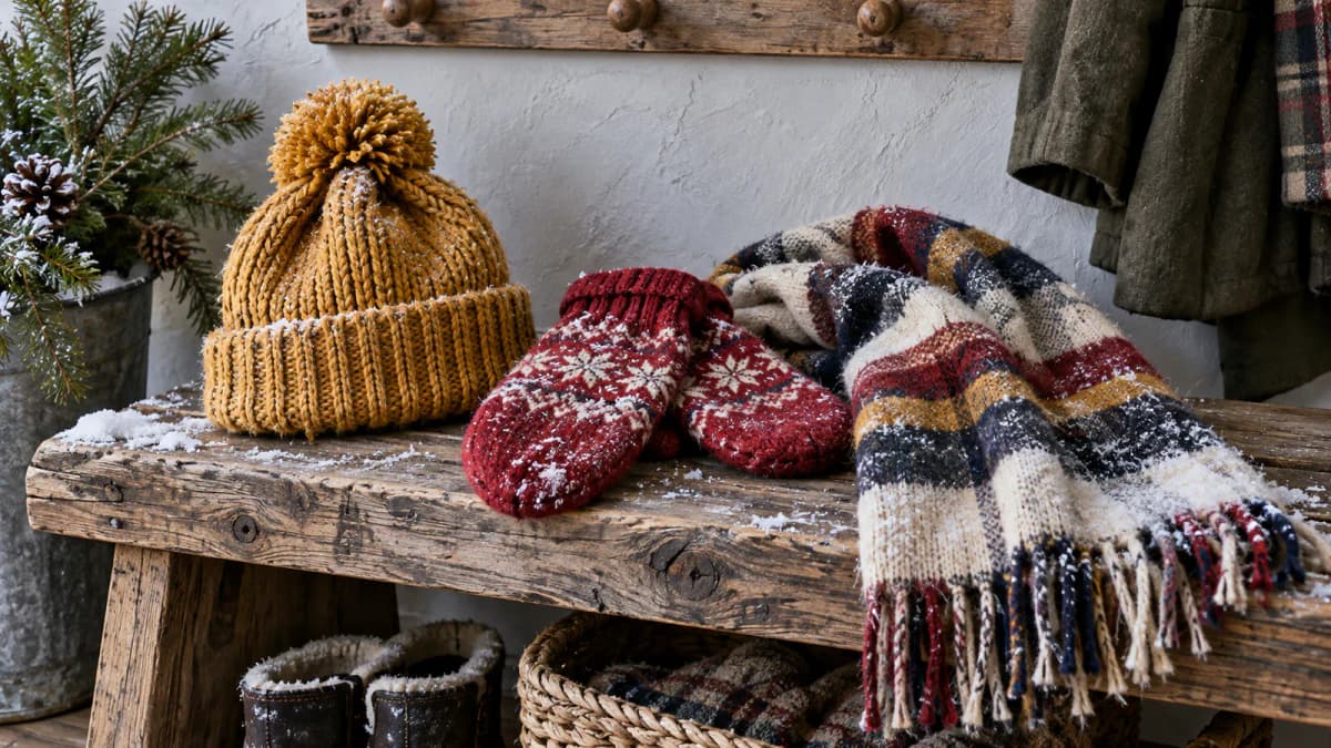 Wool Hat and Mittens by a Bench jigsaw puzzle preview