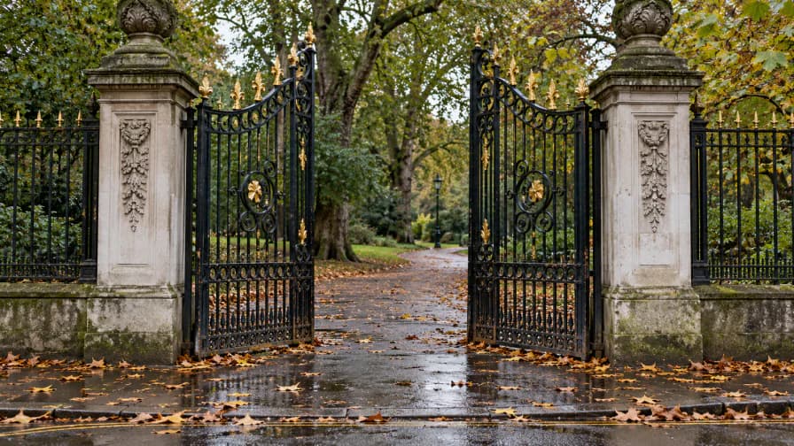 Wrought Iron Park Gates with Gilded Finials jigsaw puzzle