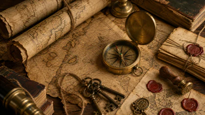Antique Maps and Brass Compass jigsaw puzzle