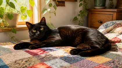 Black Cat on a Quilt jigsaw puzzle